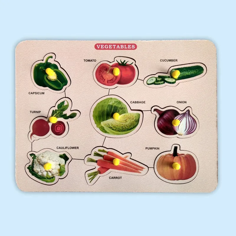 2 in 1 Wooden Vegetables and Wild Animal Puzzles for Kids