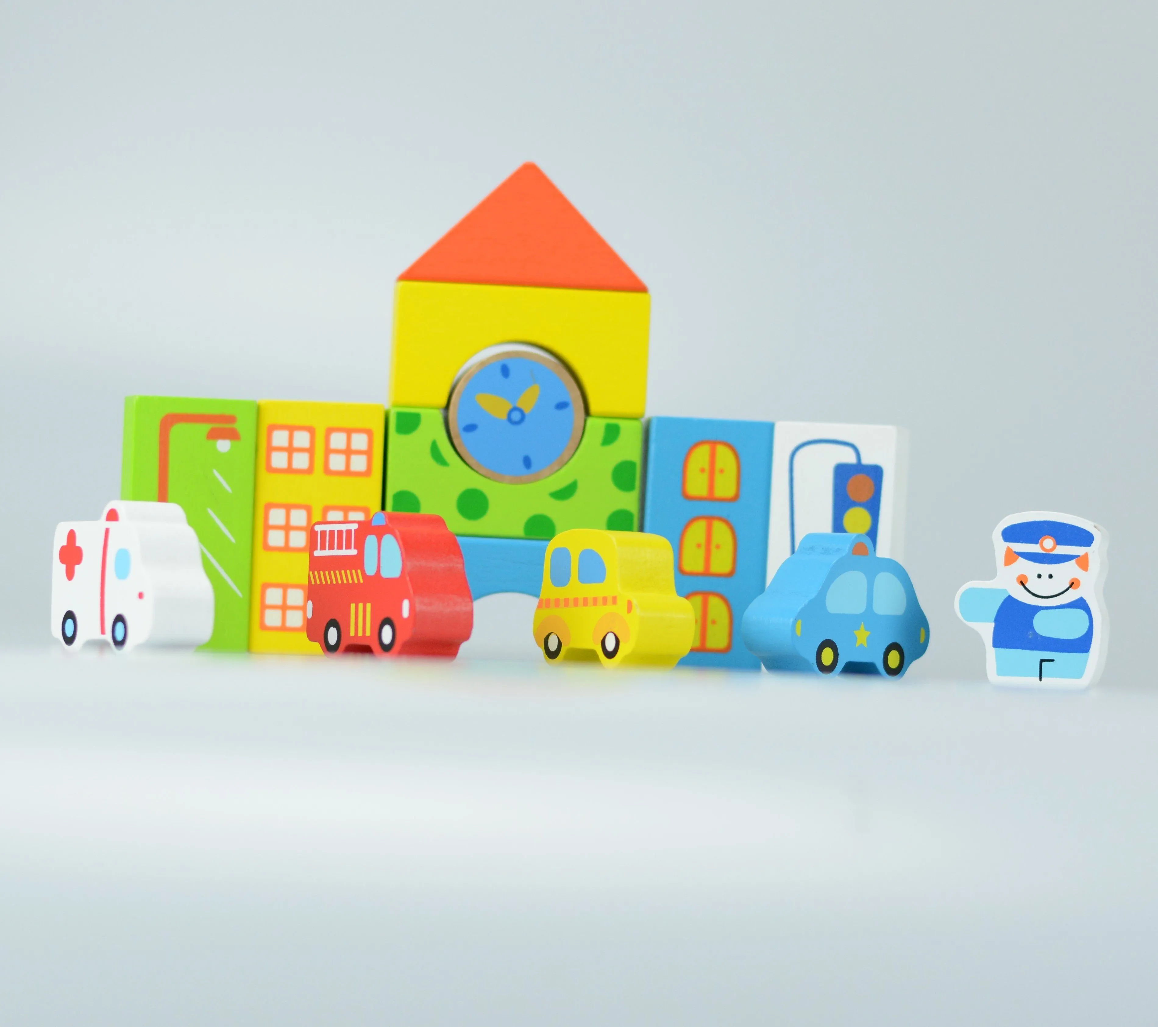 40pc Traffic Wooden Building Blocks