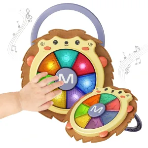 Baby musical drum toy, baby toys with sound light, beat play drum hedgehog musical instruments, sleep soother for toddler 18 Months 