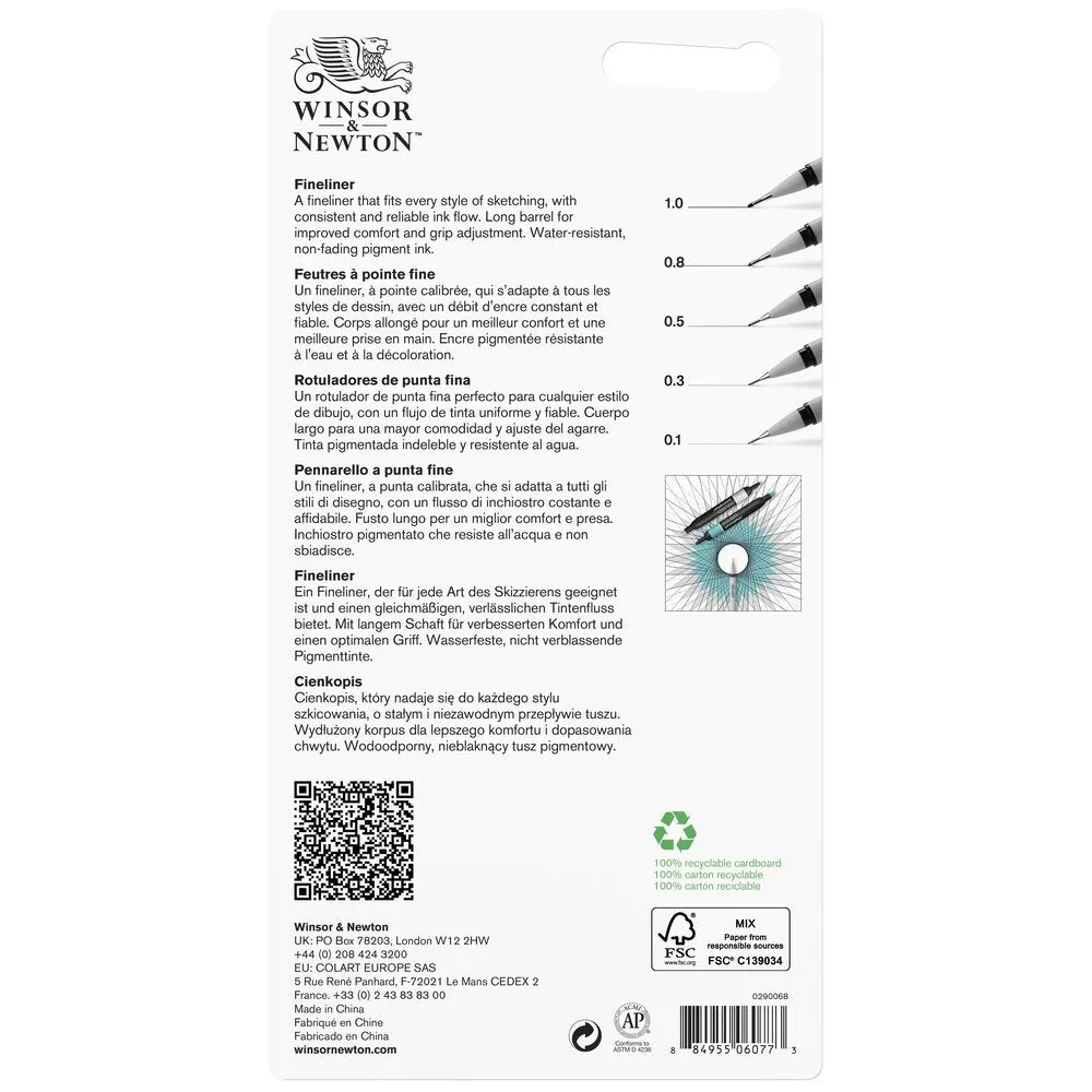 Black Fineliner Assorted Set x5