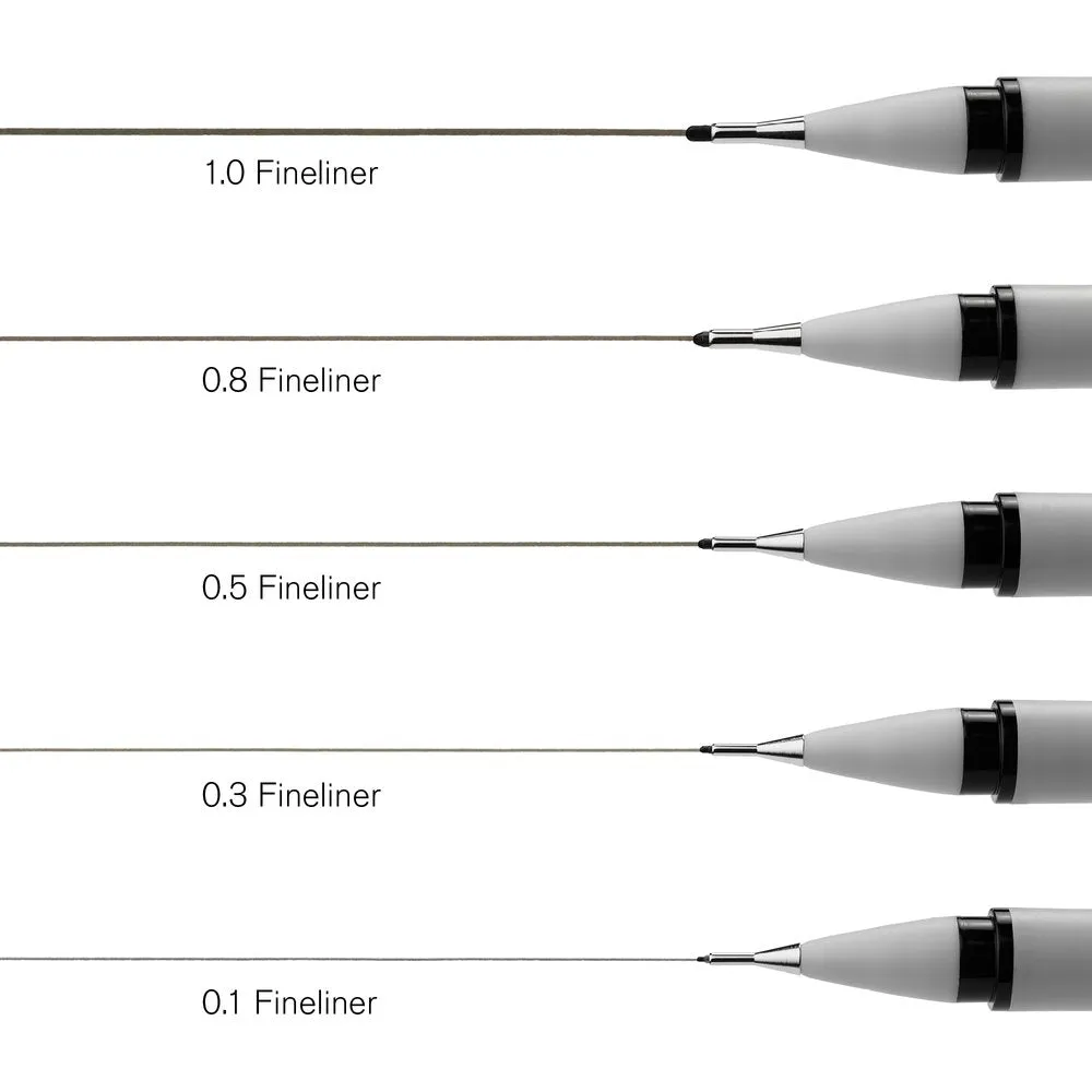Black Fineliner Assorted Set x5