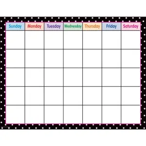 Black Polka Dots Calendar Chart