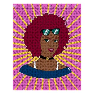 Burgundy Afro Diva Pink Starburst Puzzle