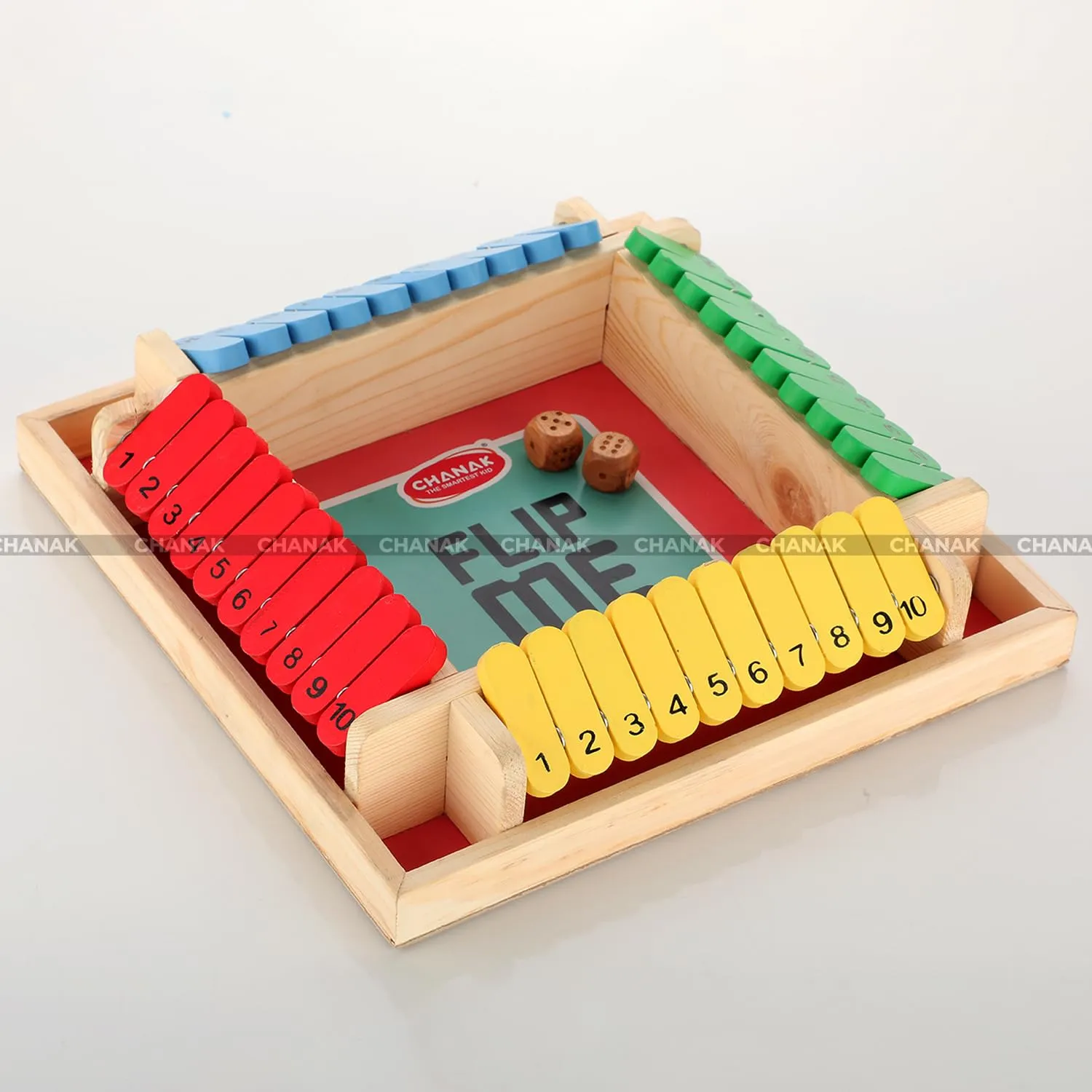 Chanak Shut The Box Dice Game, Classic Flip Me Multiplayer Game for Kids & Adults, Fun Wooden Tabletop Shut The Box Dice Game for Improving Math & Motor Skills for Kids Above 5 Years, BIS Approved.