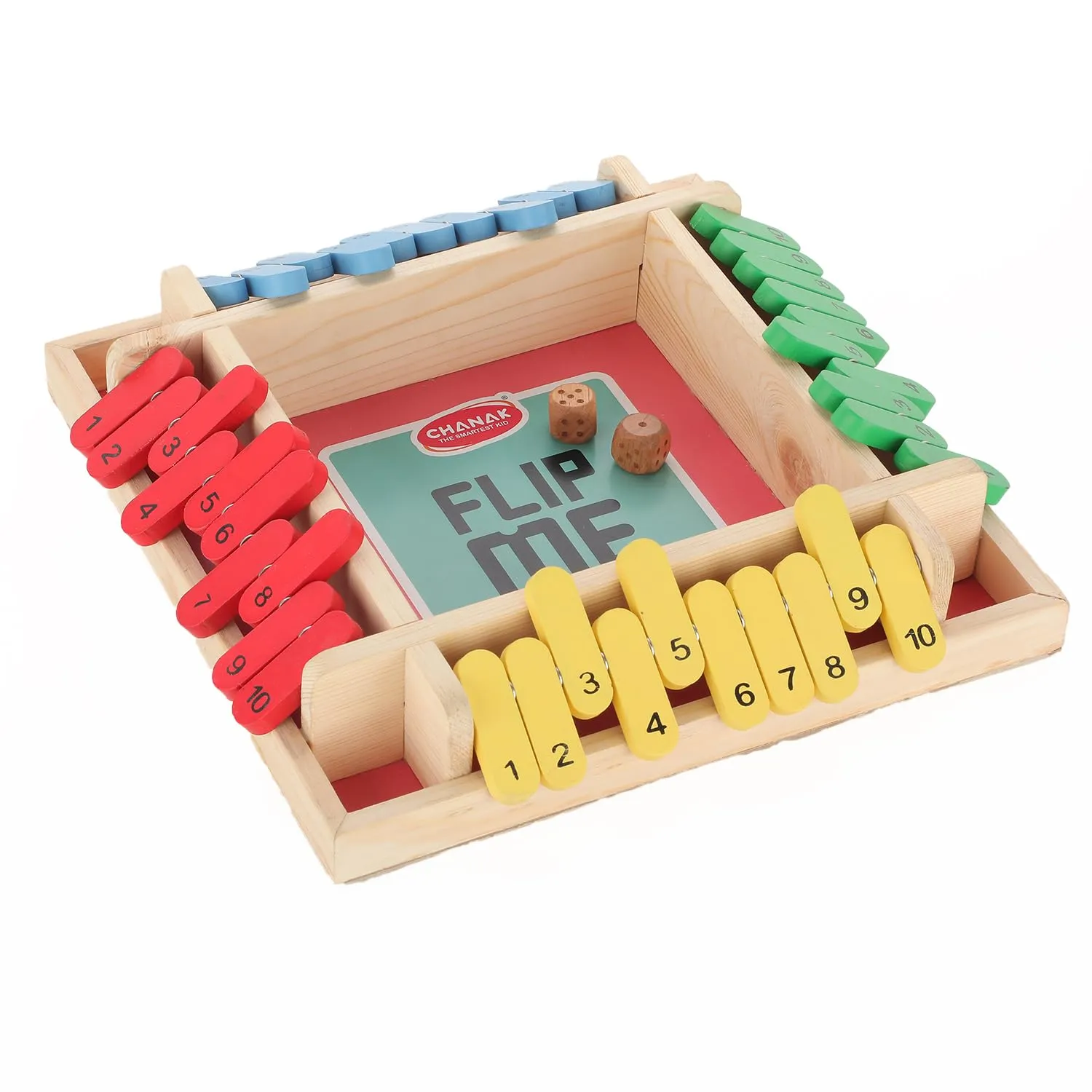 Chanak Shut The Box Dice Game, Classic Flip Me Multiplayer Game for Kids & Adults, Fun Wooden Tabletop Shut The Box Dice Game for Improving Math & Motor Skills for Kids Above 5 Years, BIS Approved.