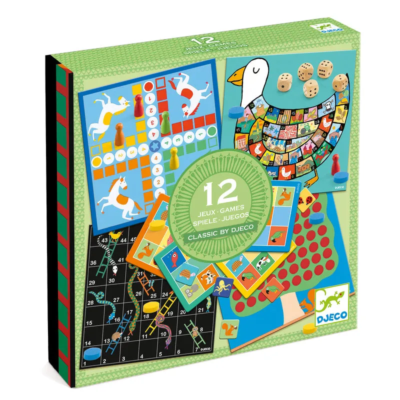 Djeco 12 Classic Board Game Collection ( for 4 Years and up)