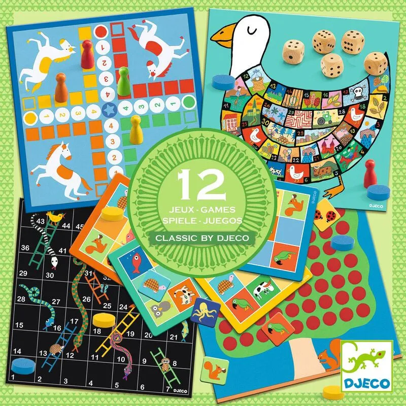 Djeco 12 Classic Board Game Collection ( for 4 Years and up)