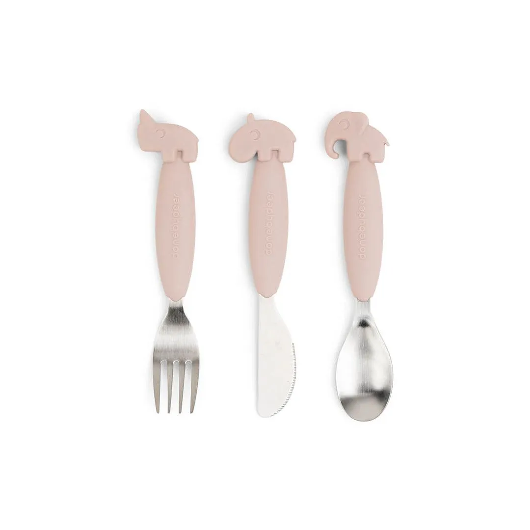 Done by Deer Easy-Grip Cutlery Set - Powder - Deer Friends