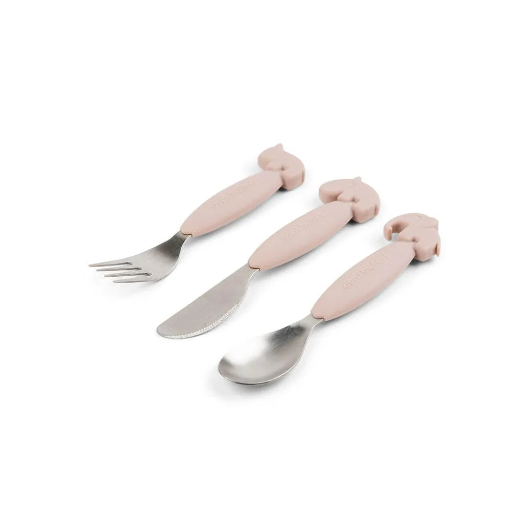 Done by Deer Easy-Grip Cutlery Set - Powder - Deer Friends