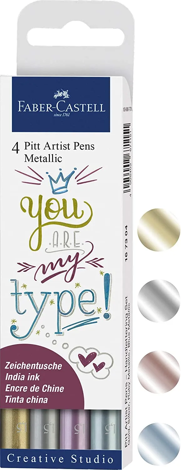FABER-CASTELL India ink Pitt  Artist Pen Metallic 4x