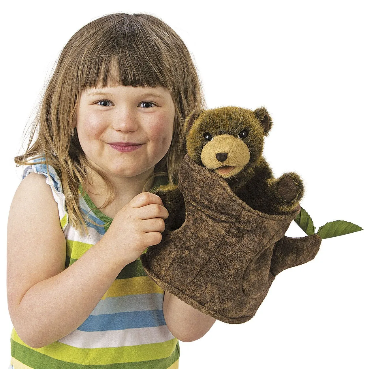 Folkmanis Bear in Tree Stump Hand Puppet