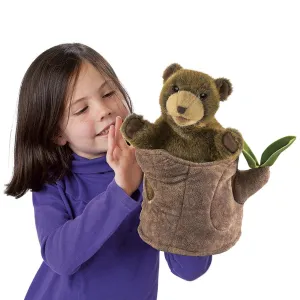 Folkmanis Bear in Tree Stump Hand Puppet