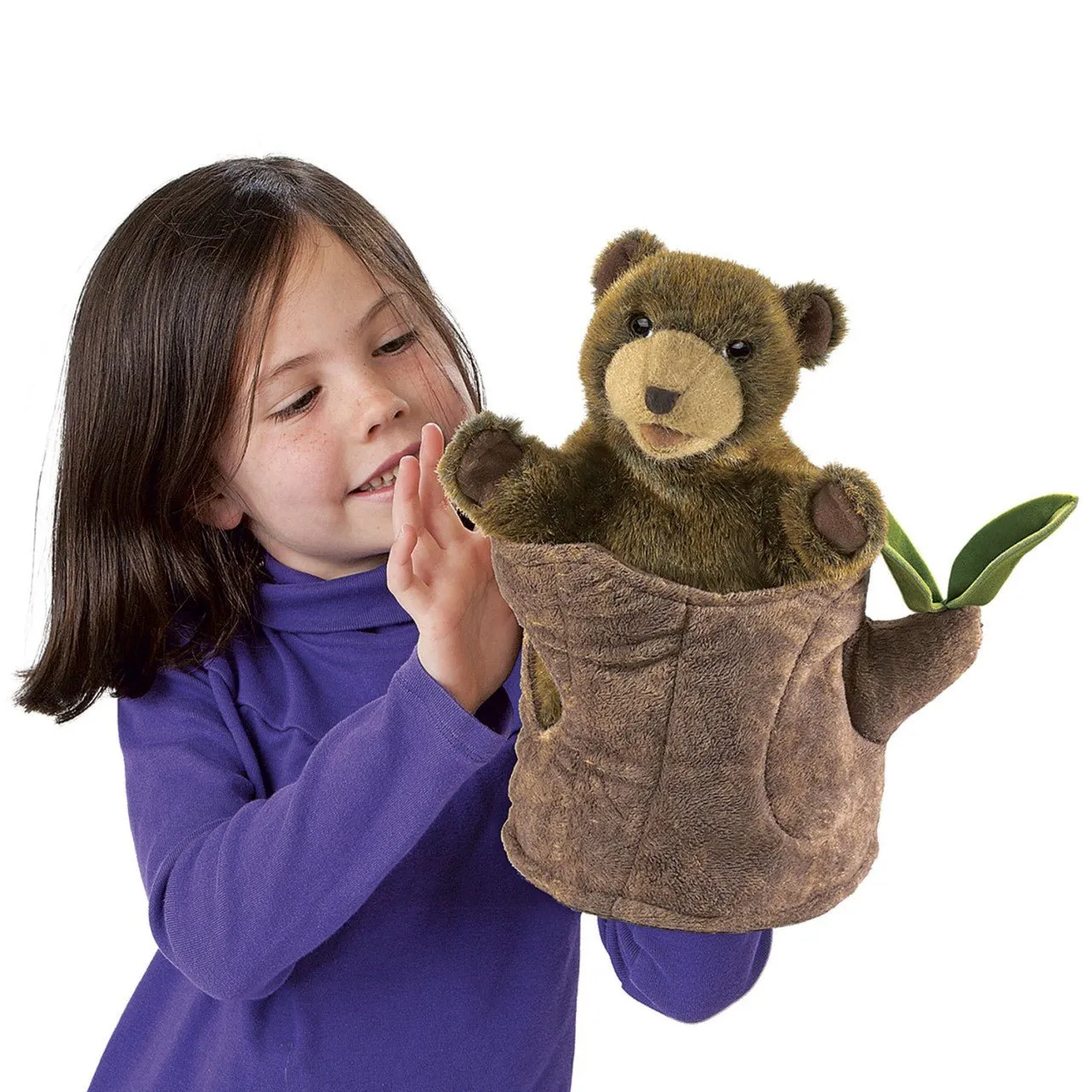 Folkmanis Bear in Tree Stump Hand Puppet