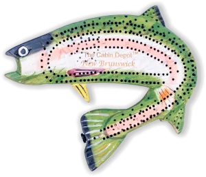 Hand-Carved Rainbow Trout Cribbage Board