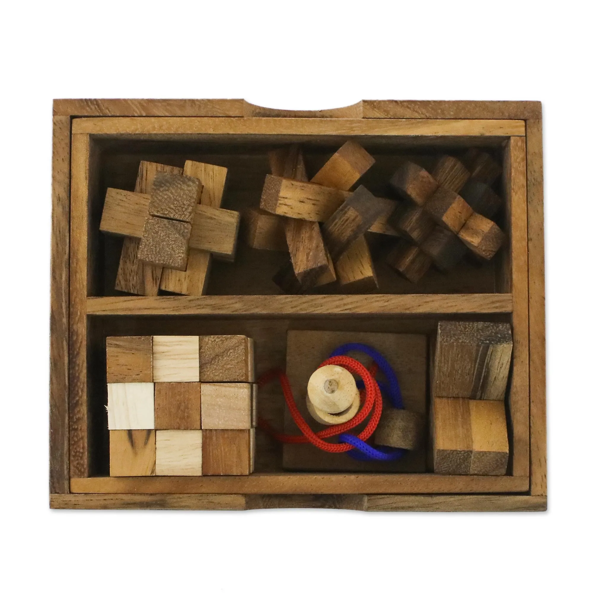 Handmade Set of Six Mini Wooden Puzzles from Thailand - Mini Puzzles | NOVICA
