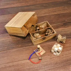 Handmade Set of Six Mini Wooden Puzzles from Thailand - Mini Puzzles | NOVICA