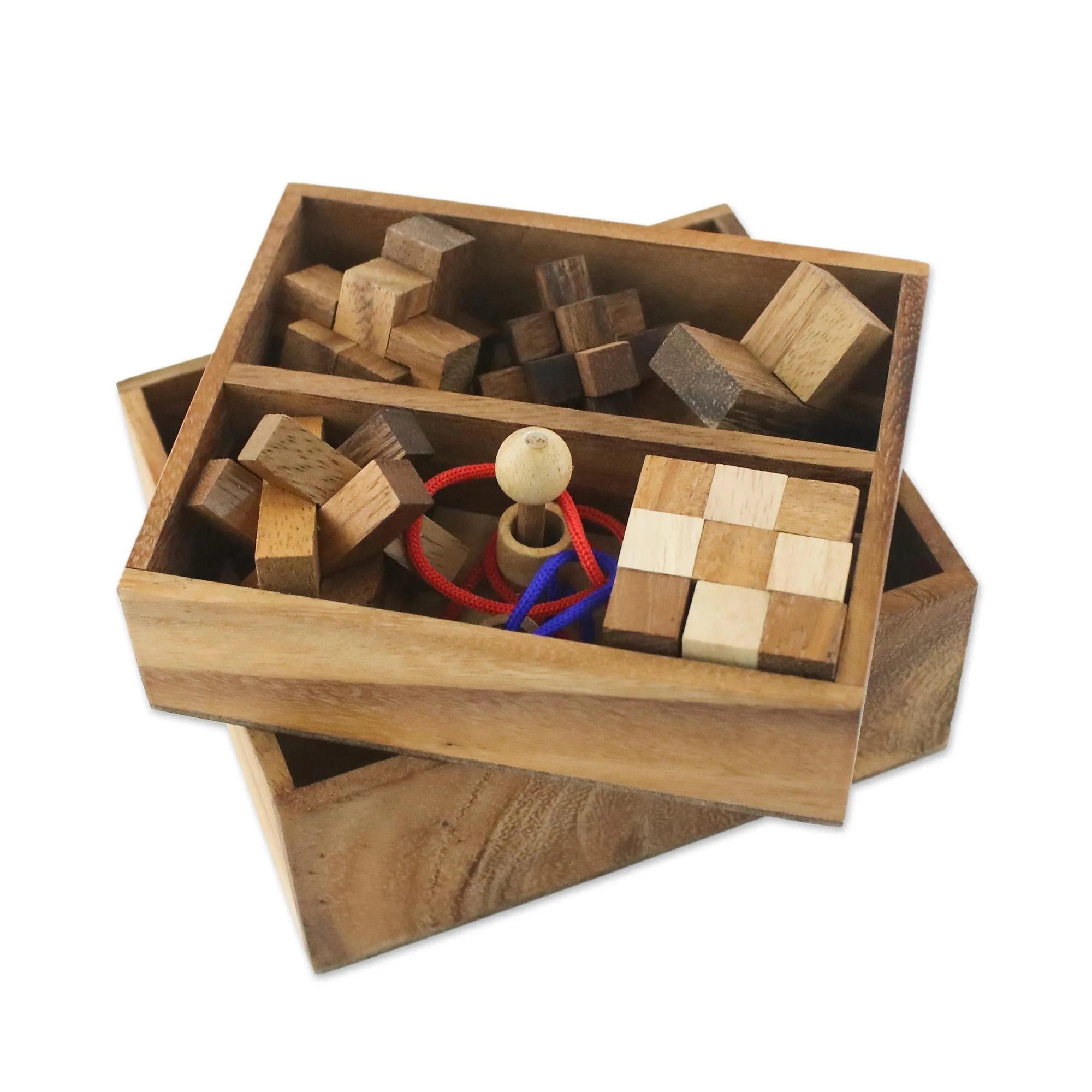 Handmade Set of Six Mini Wooden Puzzles from Thailand - Mini Puzzles | NOVICA