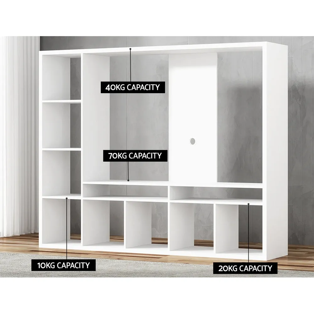 Large White TV Stand with 11 Compartments, Artiss