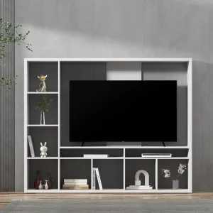 Large White TV Stand with 11 Compartments, Artiss