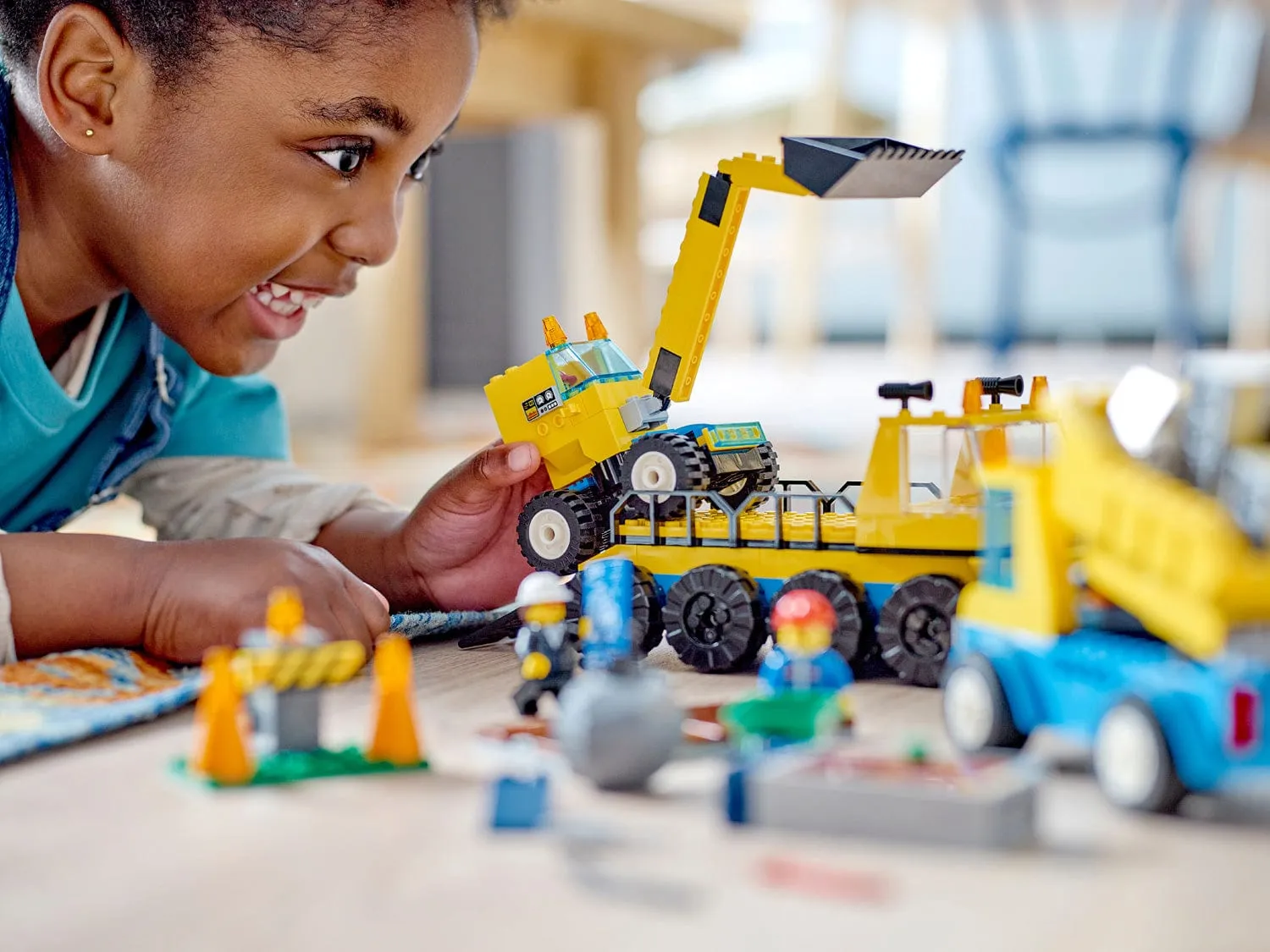 Lego Construction Trucks and Wrecking Ball Crane