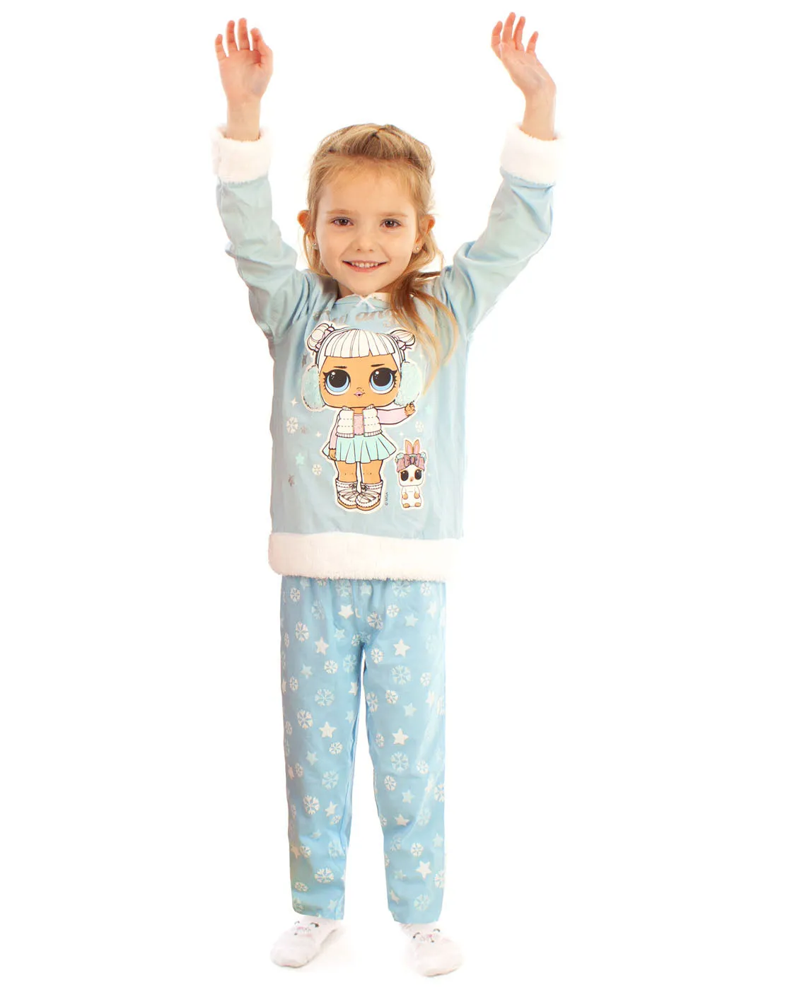 LOL Surprise Dolls Snow Angel Fur Trimmed Girl's Long Pyjamas