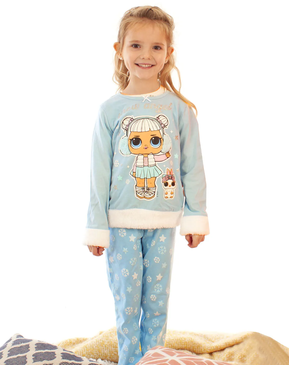 LOL Surprise Dolls Snow Angel Fur Trimmed Girl's Long Pyjamas