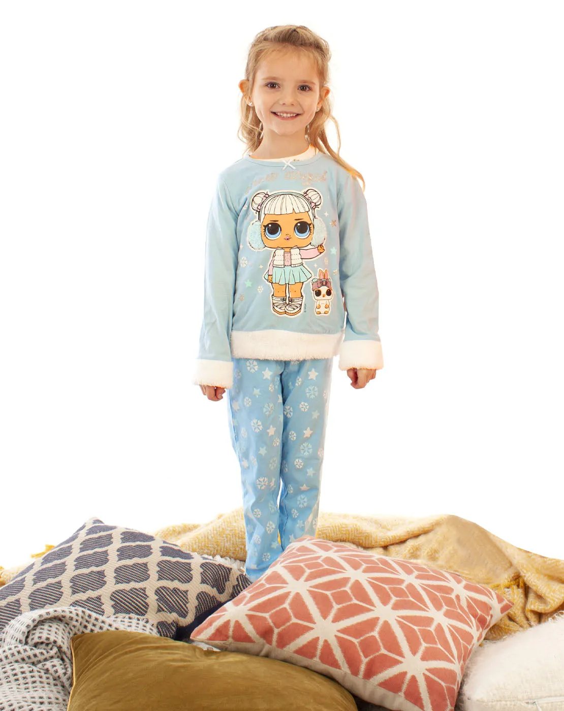 LOL Surprise Dolls Snow Angel Fur Trimmed Girl's Long Pyjamas