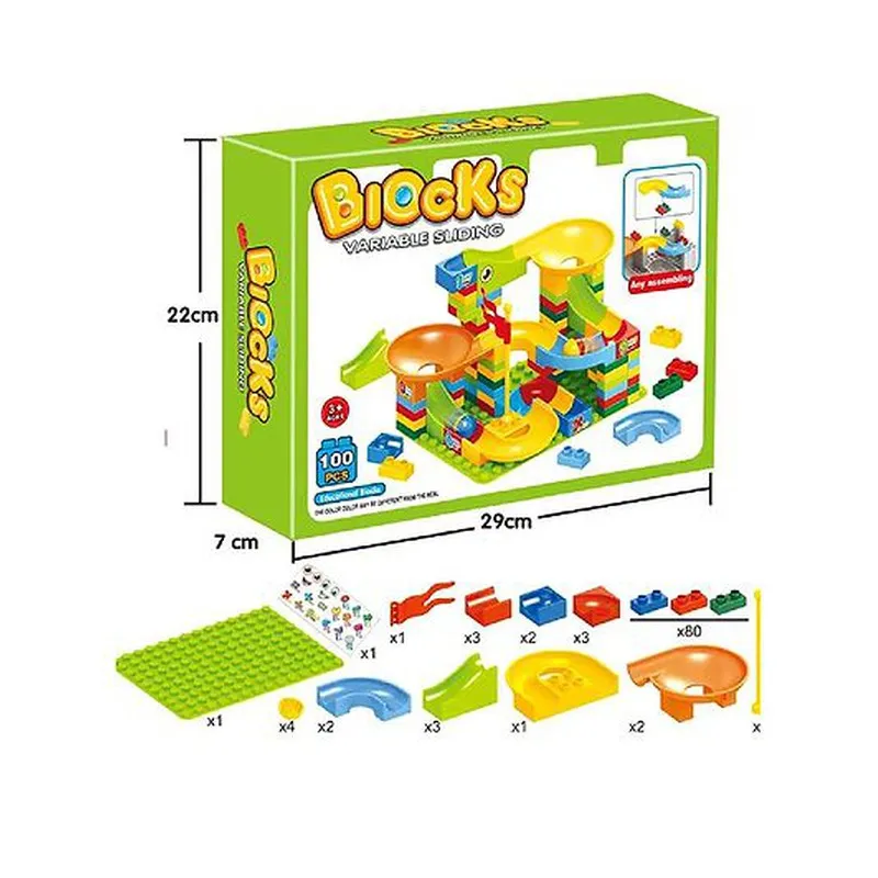Marble Run Race Track Building Blocks and Brick Educational Toy For Kids Pack of 100 Pieces (Assorted Colour)