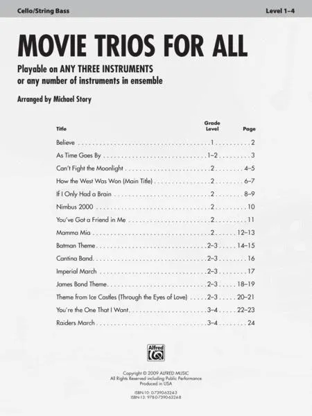 Movie Trios for All - Cello and Double Bass