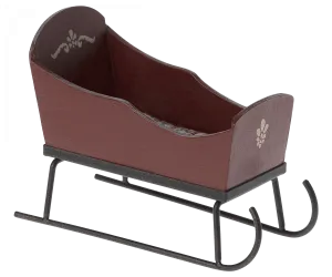 Pretend Play Toy | Red Heirloom Winter Sleigh for Plush Meileg Mouse Doll | Maileg