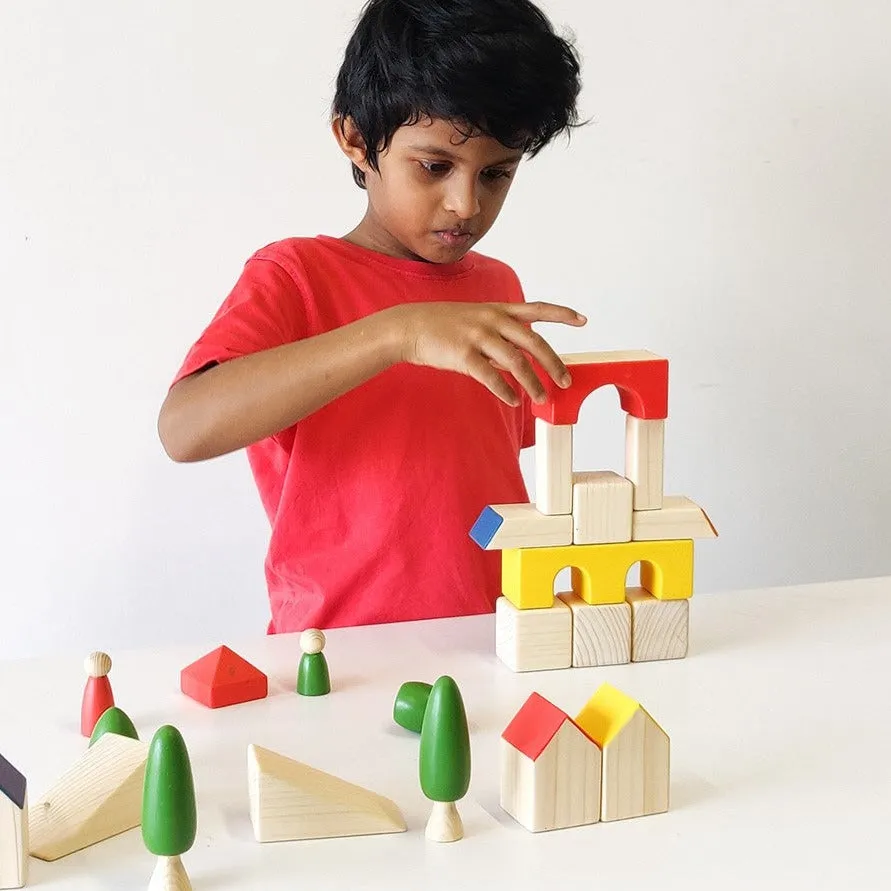 Town Blocks (Wooden Building Blocks) - 23 Pieces